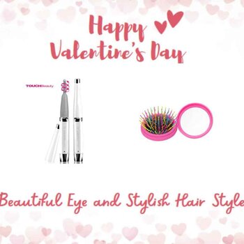 Heated Eyelash Curler &  Compact Hair Brushes Set- # Pink