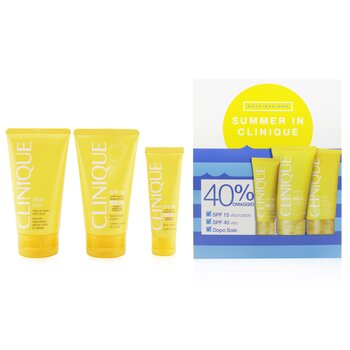 Summer In Clinique Coffret: Face Cream SPF 40 50ml+ Face/Body Cream SPF 15 150ml + After Sun Rescue Balm With Aloe 150ml