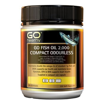 Go Healthy [Authorized Sales Agent] GO Fish Oil 2,000 Compact Odourless - 230 Softgel Caps