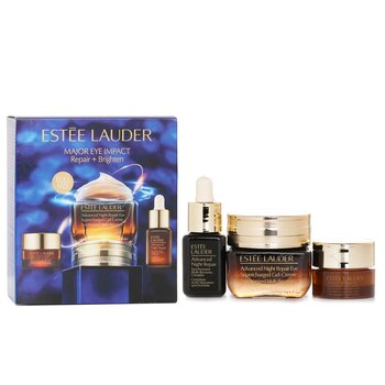 Estee Lauder Major Eye Impact Trio Repair + Brighten Skincare Set: ANR Eye Supercharged Gel Cream (15ml + 5ml) + Repair Serum 7ml