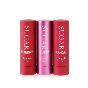 Blushing Lip Beauties Set: 3x Mini Sugar Lip Treatment SPF 15 2.2g (#Tulip + #Coral + #Cherry)